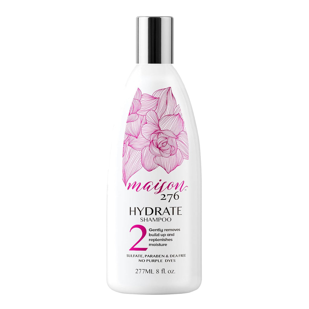 Maison 276 HYDRATE Shampoo for Silver, Gray & Blonde Hair, Tone-Correcting, Neutralizes Brassiness & Replenishes Hair Moisture, Sulfate-Free, 8 oz Bottle