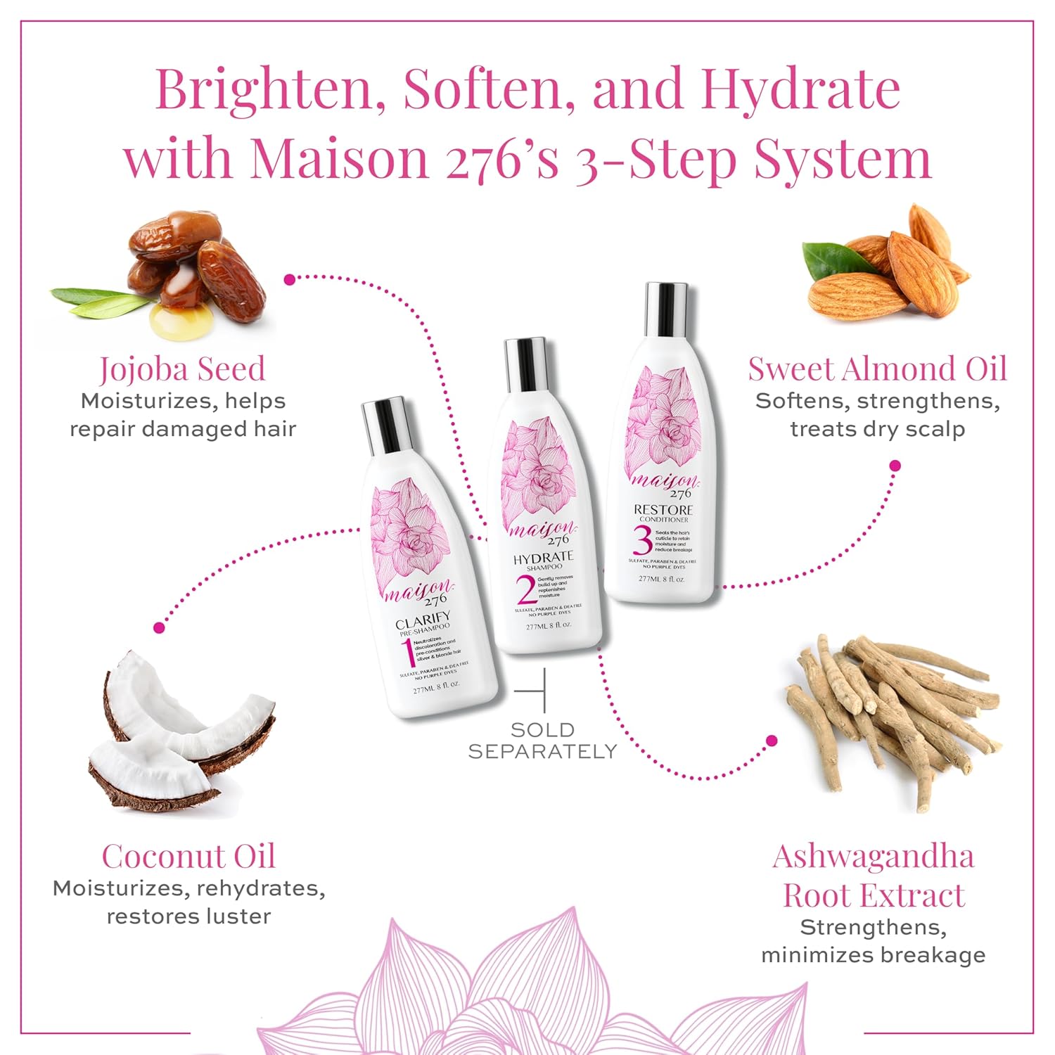Maison 276 RESTORE Conditioner for Silver, Gray & Blonde Hair, NOT a Purple Conditioner, Normalizes Hair pH, Replenishes Moisture, Reduces Breakage, Provides Shine, Sulfate-Free, 1, 8 oz Bottle